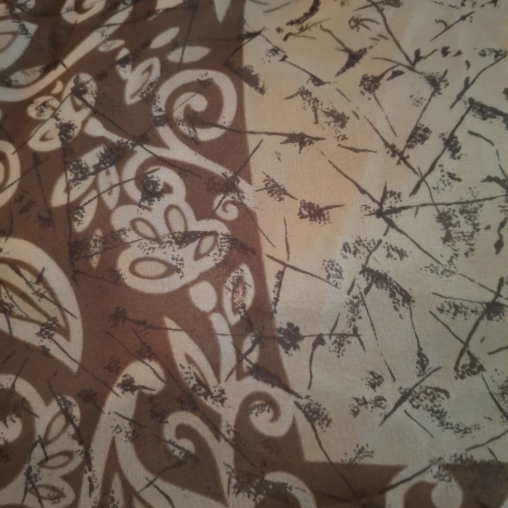 Scarf Brown, Cream, And Black Sheer With Floral Pattern